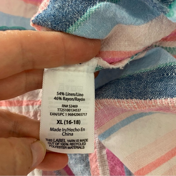 Time And Tru Linen Blend Stripe Tank Top Women’s XL 16/18 Sleeveless Colorful - Picture 12 of 14